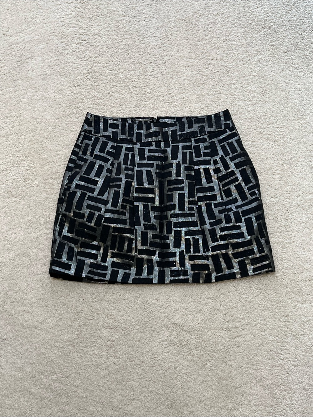 Banana Republic Black & Silver Geometric Mini Skirt